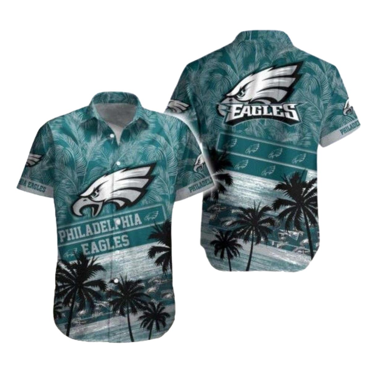 Philadelphia Eagles Tropical Palm Silhouette Hawaiian Shirt - Moonbestprint
