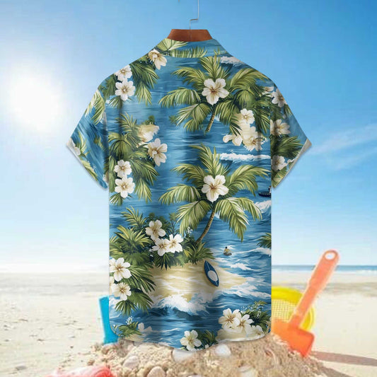 Tropical Palm Tree Floral Hawaiian Shirt- Moonbestprint