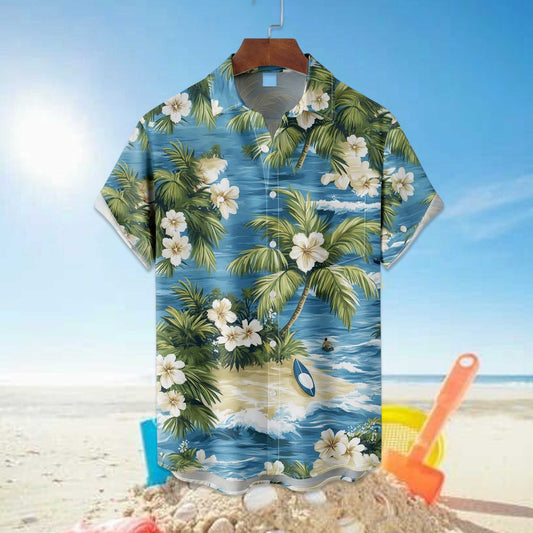 Tropical Palm Tree Floral Hawaiian Shirt- Moonbestprint