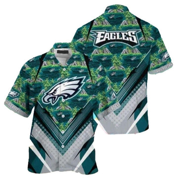 Philadelphia Eagles Tropical Palms Midnight Teal Hawaiian Shirt - Moonbestprint