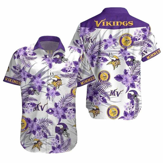 Tropical Touchdown Floral Summer Minnesota Vikings Hawaiian Shirt - Moonbestprint