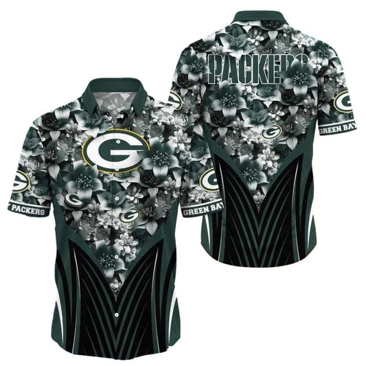 Tropical Touchdown Green Bay Packers Tropical Floral Hawaiian Shirt - Moonbestprint