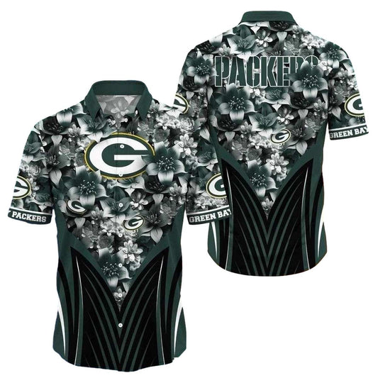 Tropical Touchdown Green Bay Packers Tropical Floral Hawaiian Shirt - Moonbestprint
