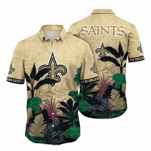 Tropical Twilight Saints Hawaiian Shirt New Orleans NFL Floral Night - Moonbestprint
