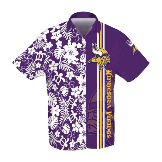 Tropical White Floral Minnesota Vikings Hawaiian Shirt - Moonbestprint
