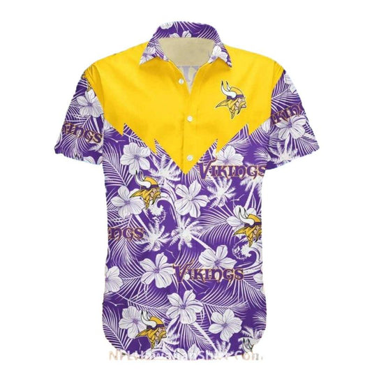 Tropical White Floral Wave Minnesota Vikings Hawaiian Shirt - Moonbestprint