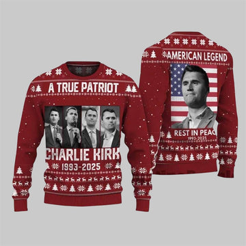 True Patriot Charlie Kirk 1993-2026 Ugly Christmas Sweater - Moonbestprint