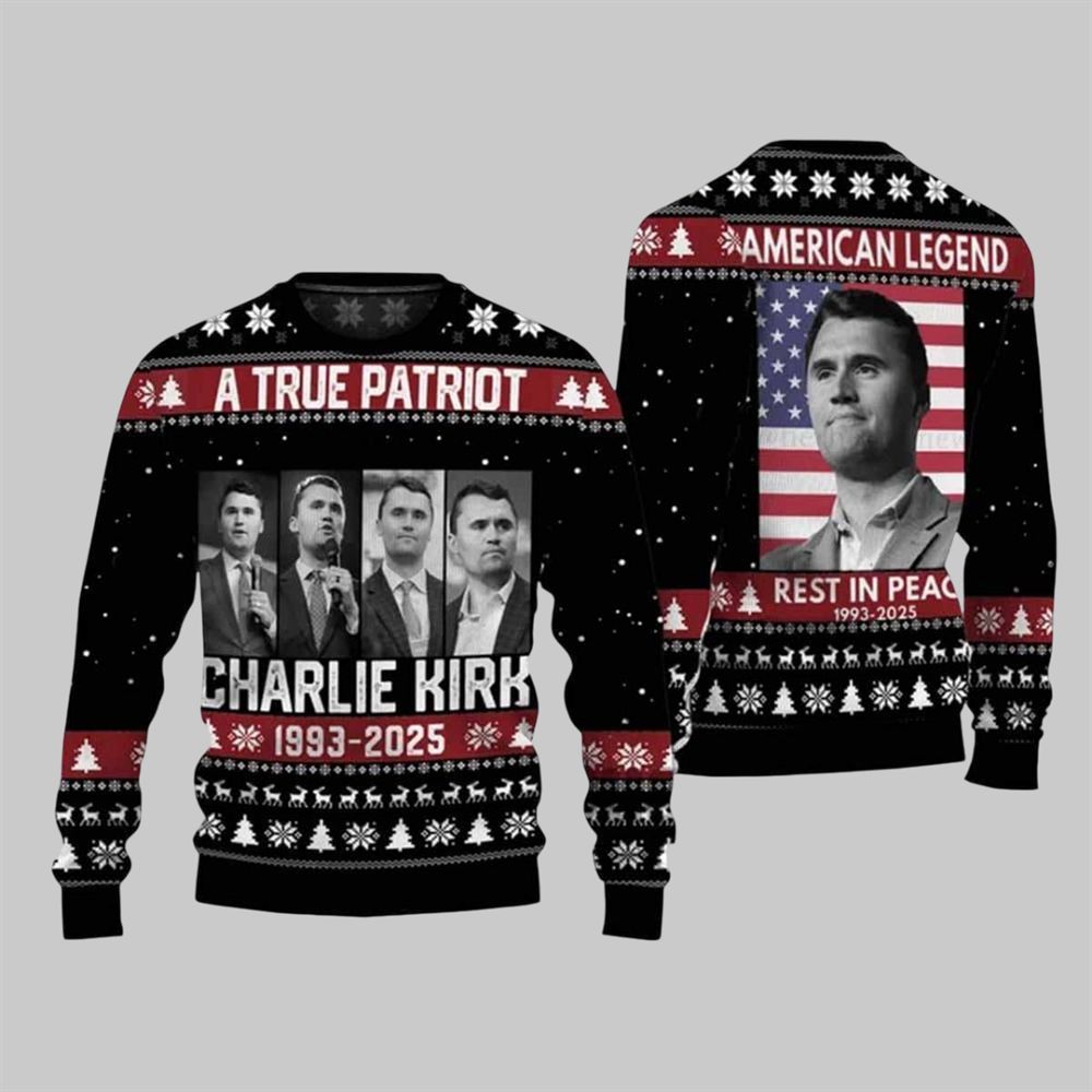 True Patriot Charlie Kirk 1993-2026 Ugly Christmas Sweater - Moonbestprint