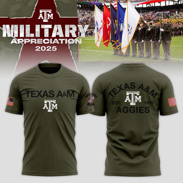 Texas A&amp;M Aggies 2025 Military Appreciation Limited Edition T-shirt | PW58 Moonbestprint