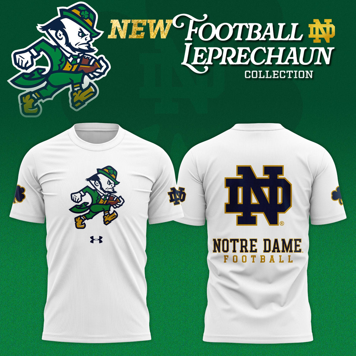 Notre Dame Fighting Irish Football Leprechaun Limited Editions T-Shirt - White Moonbestprint