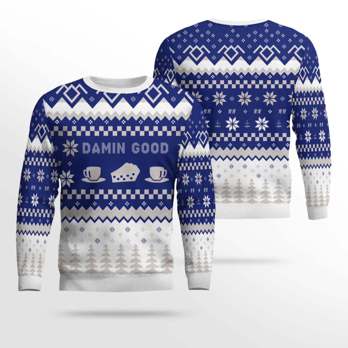 Twin Peaks Damn Good Holiday Ugly Christmas Sweater 2025 Blue – Moonbestprint