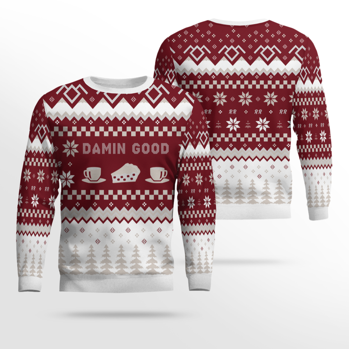 Twin Peaks Damn Good Holiday Ugly Christmas Sweater 2025 Deep Red – Moonbestprint