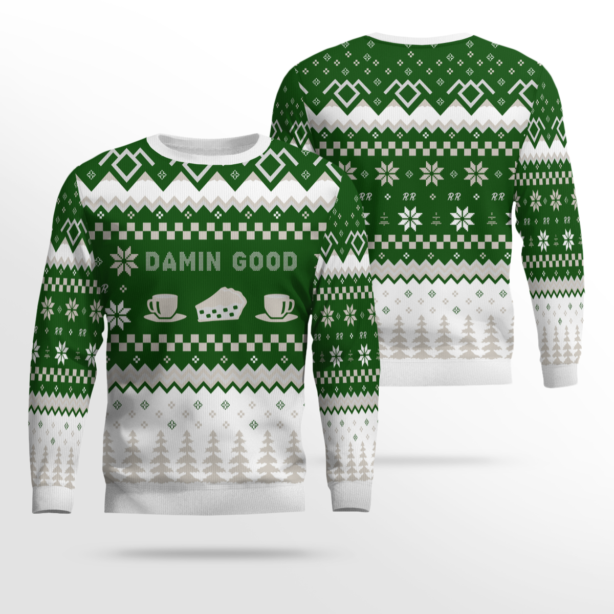 Twin Peaks Damn Good Holiday Ugly Christmas Sweater 2025 Green – Moonbestprint