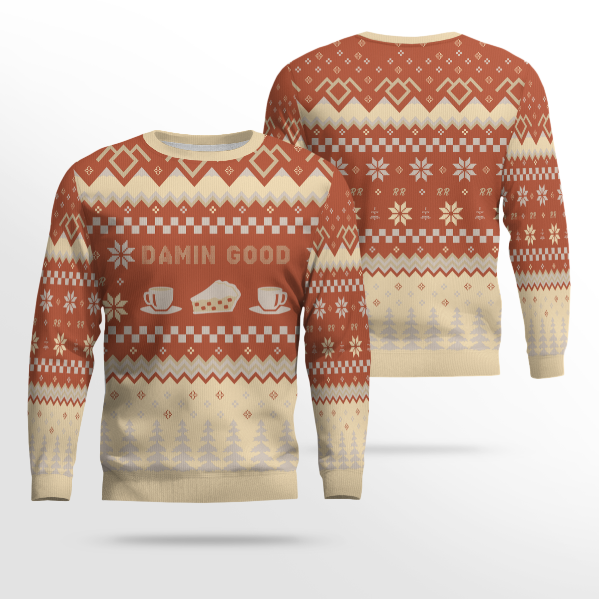 Twin Peaks Damn Good Holiday Ugly Christmas Sweater 2025 Orange – Moonbestprint
