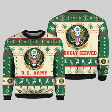 US Army Proudly Served Veterans Ugly Christmas Sweater - Moonbestprint