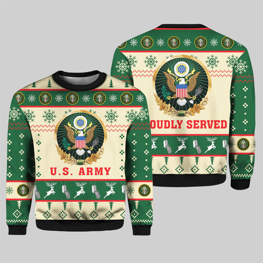 US Army Proudly Served Veterans Ugly Christmas Sweater - Moonbestprint