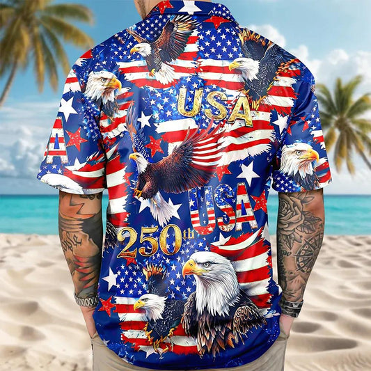 USA 250 Anniversary Eagle 1776-2026 Patriotic Hawaii Shirt, 250th Anniversary Gift Moonbestprint