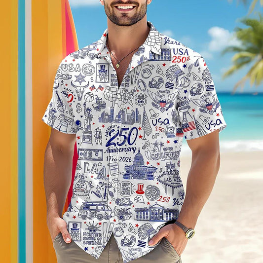 USA 250th Anniversary Patriotic Hawaii Shirt, 250th Anniversary Gift Moonbestprint