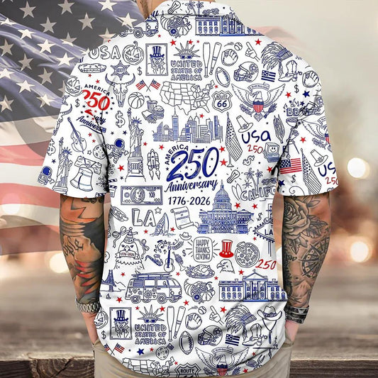 USA 250th Anniversary Patriotic Hawaii Shirt, 250th Anniversary Gift Moonbestprint