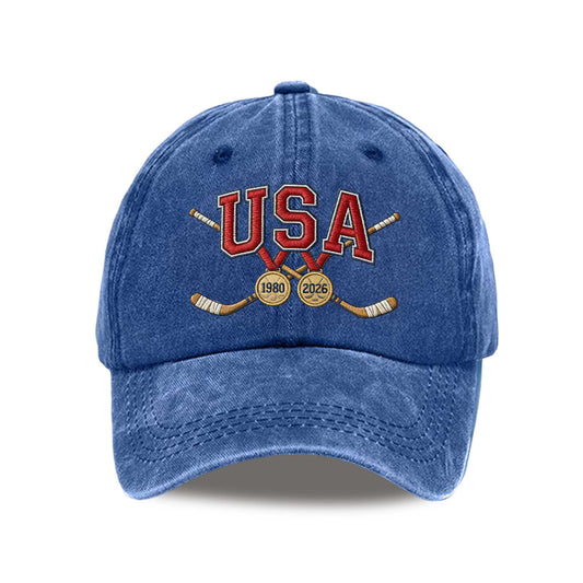USA Hockey 1980-2026 Print Baseball Cap -Moonbestprint