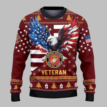 USMC Veteran Ugly Sweater 2026 Christmas - Moonbestprint