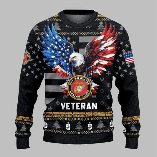 USMC Veteran Ugly Sweater 2026 Christmas - Moonbestprint