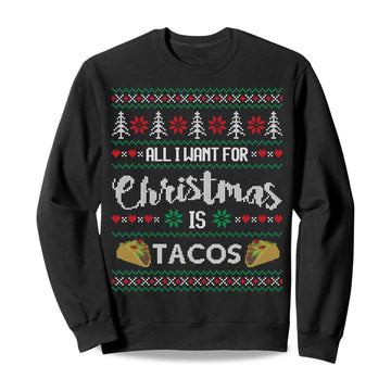 2026 Ugly Christmas Sweater All I Want Is Tacos Moonbestprint