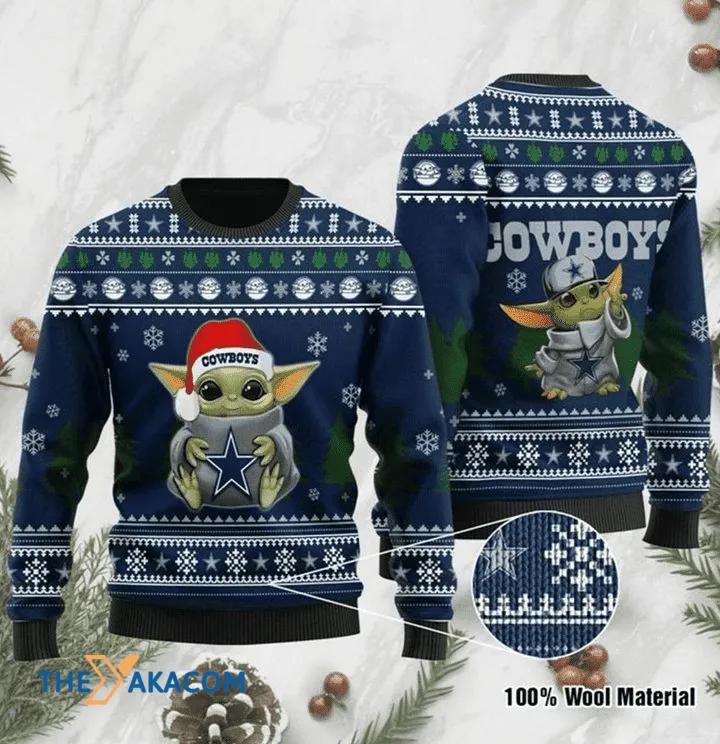 Ugly Christmas Sweater Dallas, Baby Grogu Star War Christmas Sweater Moonbestprint