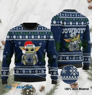 Ugly Christmas Sweater Dallas, Baby Grogu Star War Christmas Sweater Moonbestprint