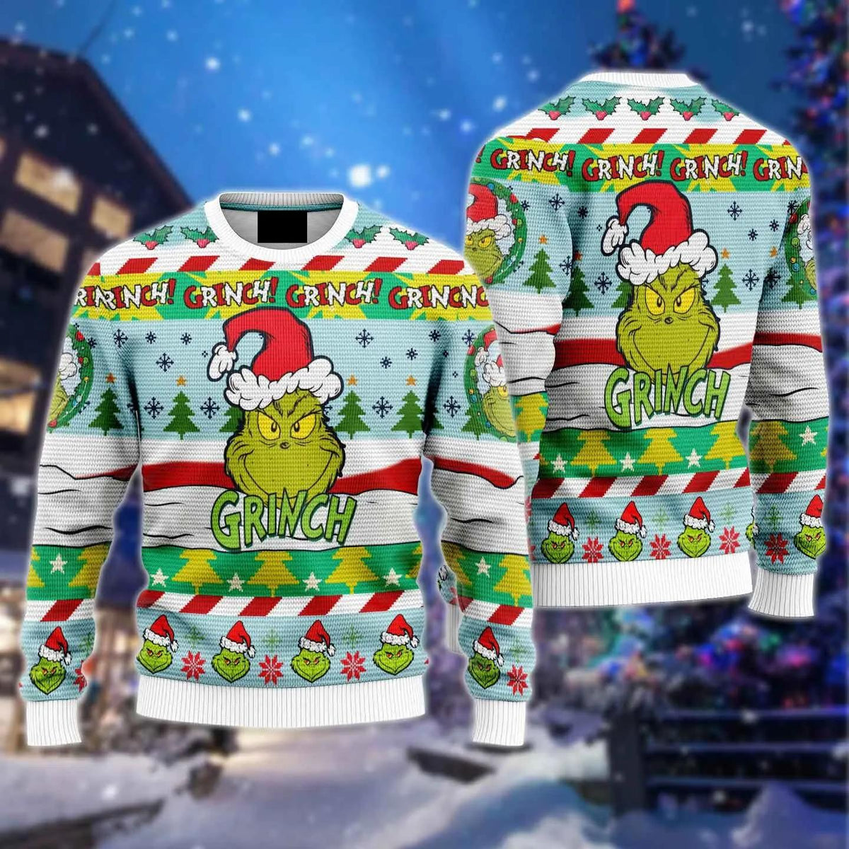 Ugly Grinch Christmas Sweater Santa Hat Funny, Christmas Grinch Sweater Moonbestprint