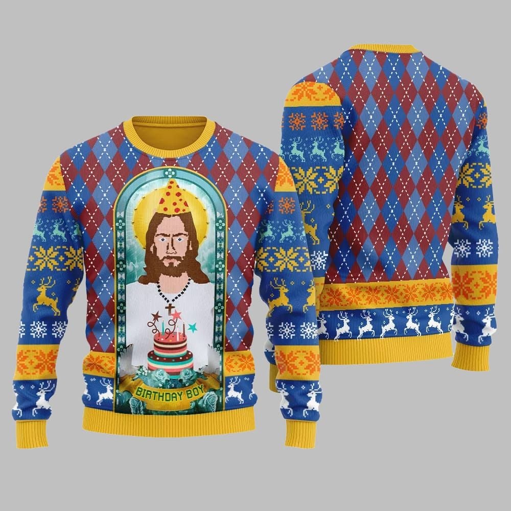 Unique Jesus Birthday Boy Ugly Sweater Christmas 2026 - Moonbestprint