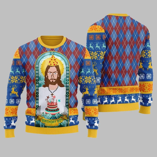 Unique Jesus Birthday Boy Ugly Sweater Christmas 2026 - Moonbestprint