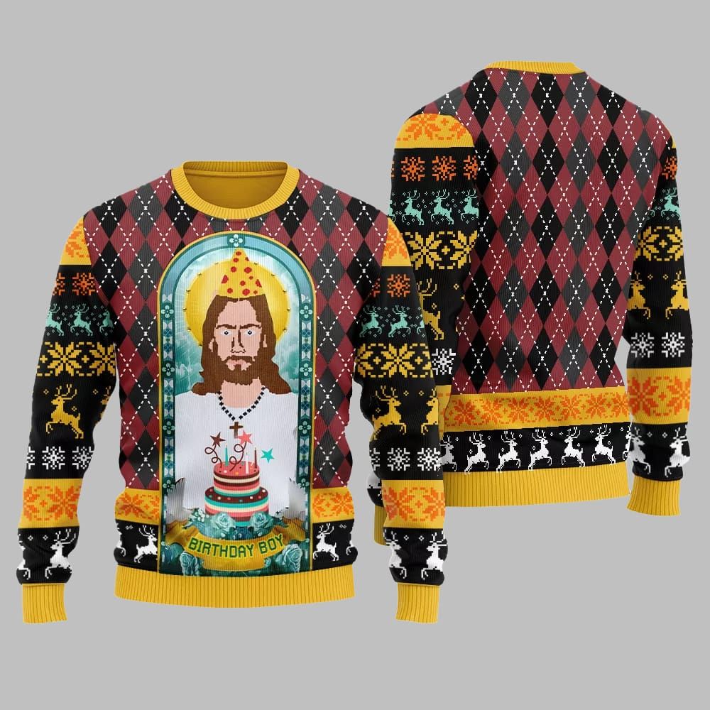 Unique Jesus Birthday Boy Ugly Sweater Christmas 2026 - Moonbestprint