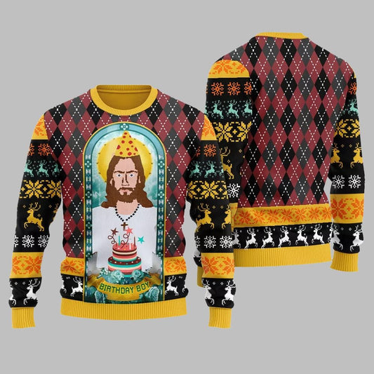 Unique Jesus Birthday Boy Ugly Sweater Christmas 2026 - Moonbestprint