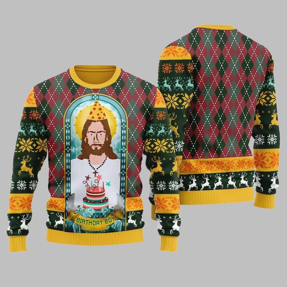 Unique Jesus Birthday Boy Ugly Sweater Christmas 2026 - Moonbestprint