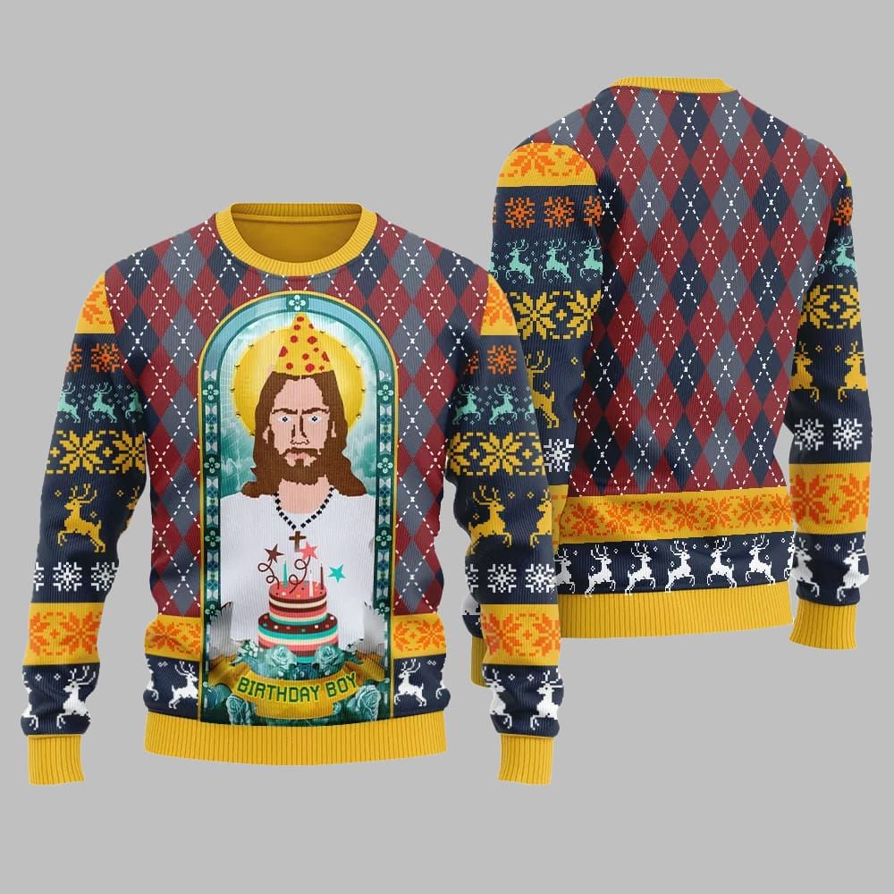 Unique Jesus Birthday Boy Ugly Sweater Christmas 2026 - Moonbestprint
