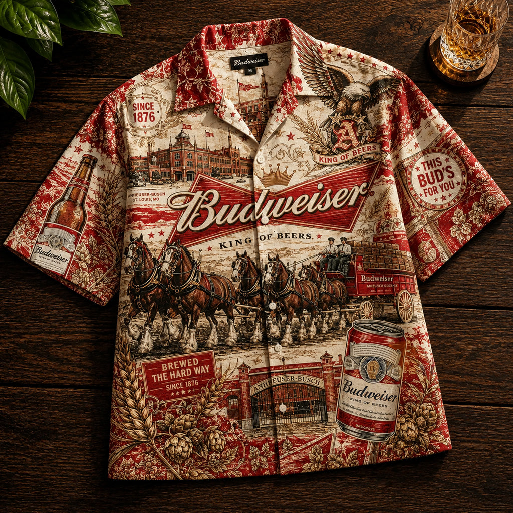 Unisex Budweiser Clydesdales King Of Beers Hawaiian Shirt for Beverage Fans – Moonbestprint