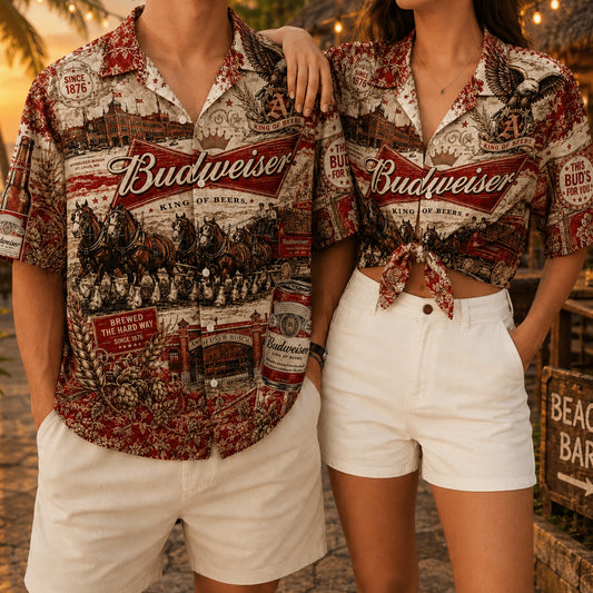 Unisex Budweiser Clydesdales King Of Beers Hawaiian Shirt for Beverage Fans – Moonbestprint