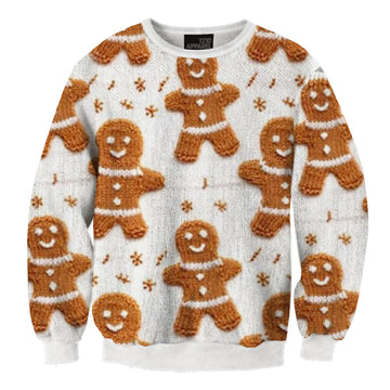 Unisex Christmas Gingerbread Man Printed Ugly Christmas Sweater - Moonbestprint