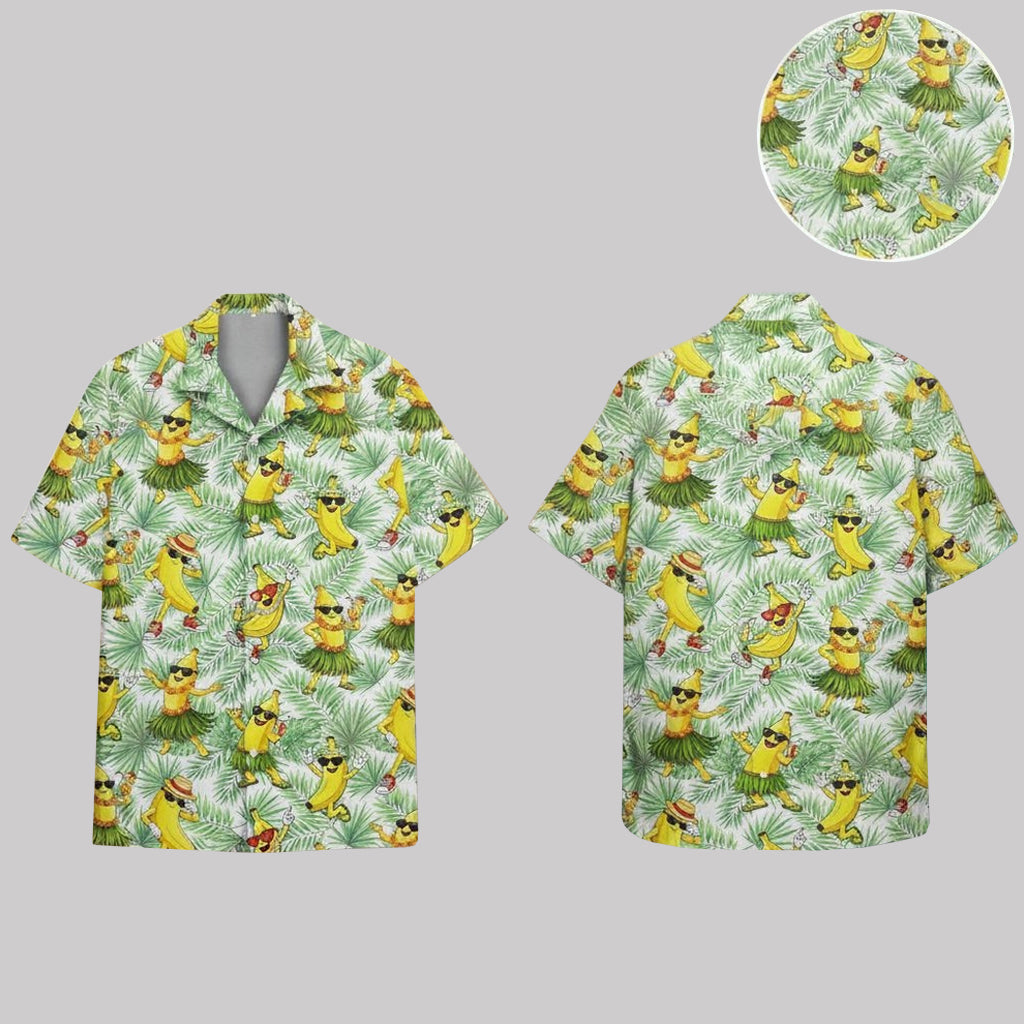 Unisex Dancing Banana Yellow Tropical Cartoon With Sunglasses Hawaiian Shirt for Cartoon Fans – Moonbestprint