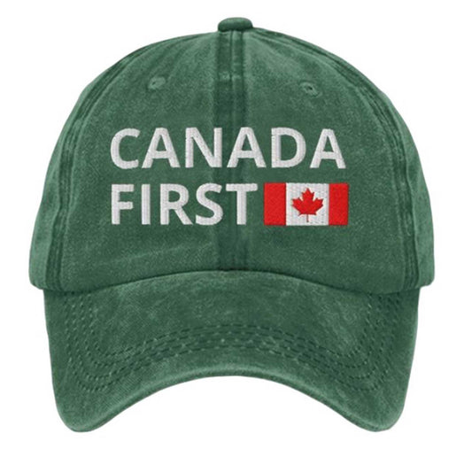 Unisex Distressed Washed Cotton Canada First Hat -Moonbestprint