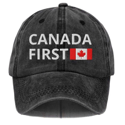 Unisex Distressed Washed Cotton Canada First Hat -Moonbestprint