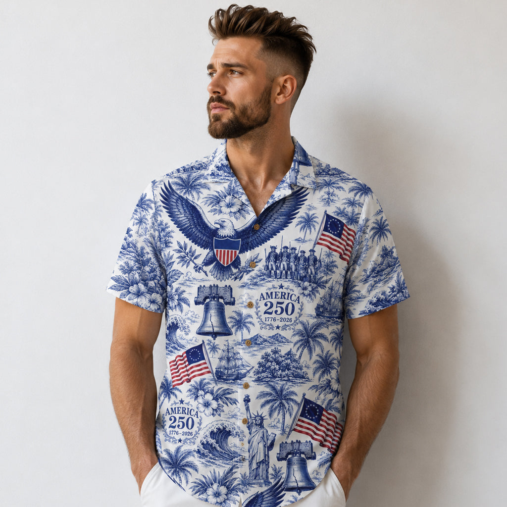 Unisex Eagle Of Freedom America 250 Hawaiian Shirt for Patriotic Fans – Moonbestprint
