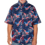 Unisex Flag America Eagle Fireworks Navy Hawaiian Shirt for Patriotic Fans – Moonbestprint