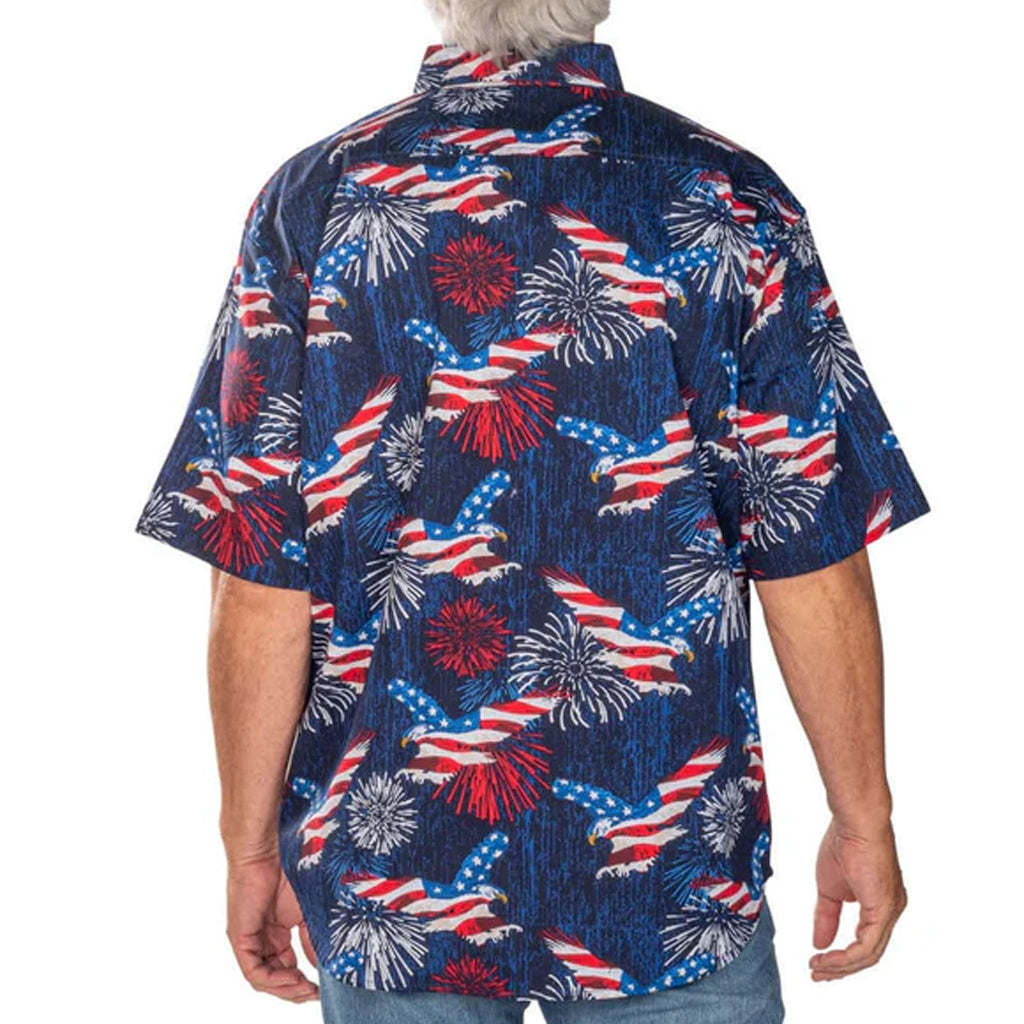 Unisex Flag America Eagle Fireworks Navy Hawaiian Shirt for Patriotic Fans – Moonbestprint