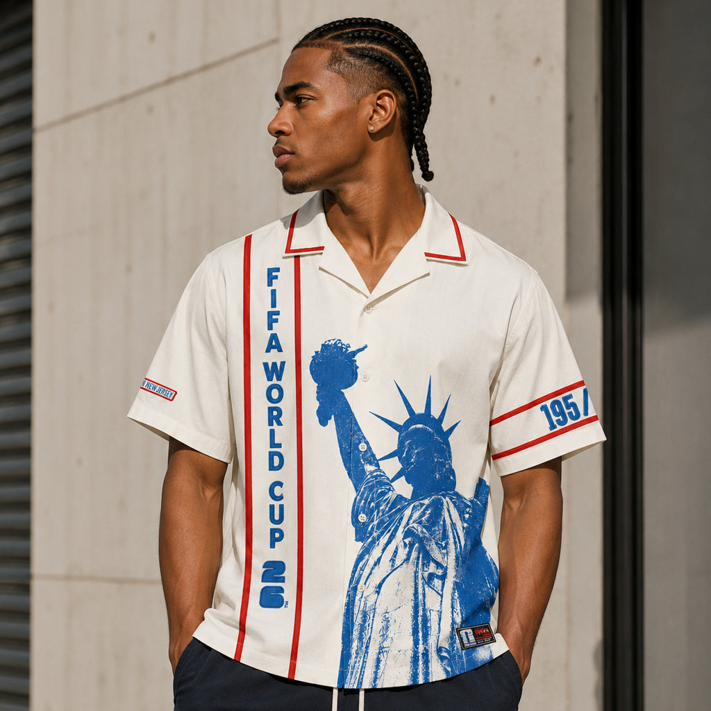 Unisex Global Soccer Event 2026 Statue Of Liberty Hawaiian Shirt with Captain Armband Cuffs for Soccer Fans – Moonbestprint