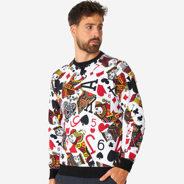 Unisex King of Clubs Ugly Christmas Sweater 2026 for Card Game Fans – Moonbestprint