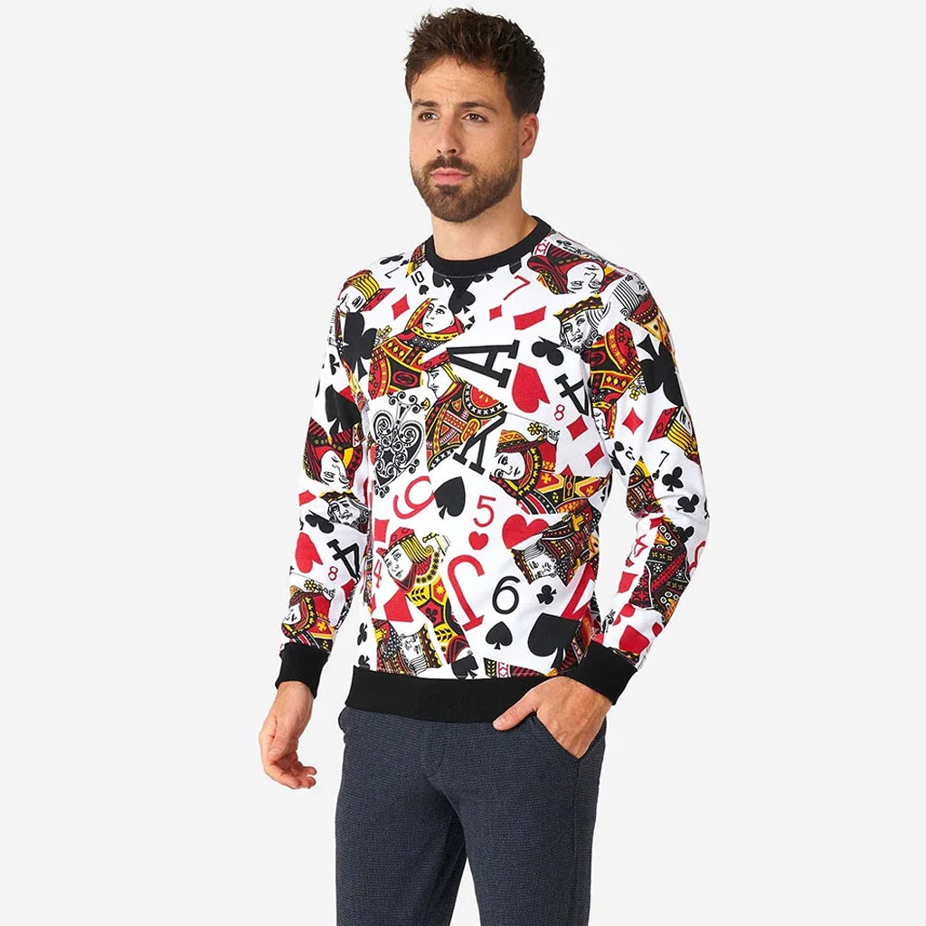 Unisex King of Clubs Ugly Christmas Sweater 2026 for Card Game Fans – Moonbestprint