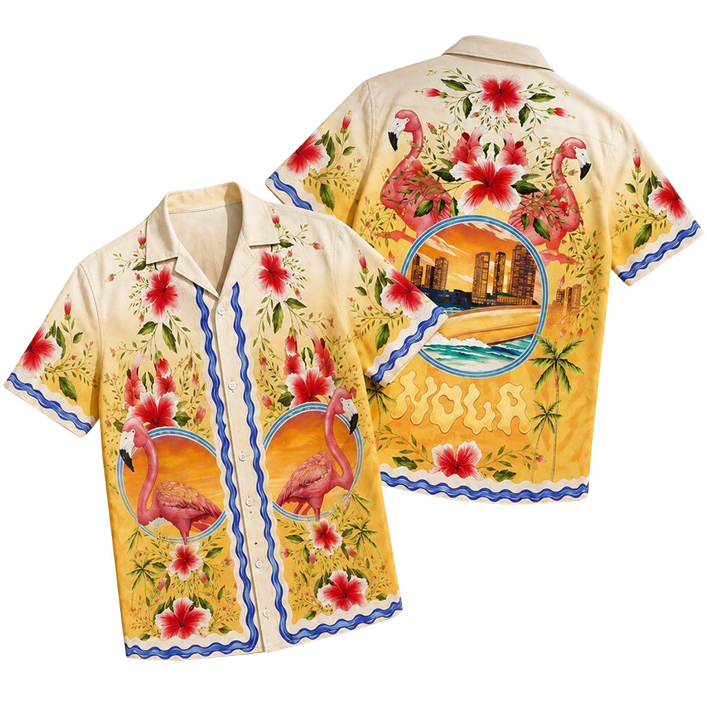 Unisex Neon City Vibes Jason Flamingo 2026 Hawaiian Shirt for Gaming Fans – Moonbestprint