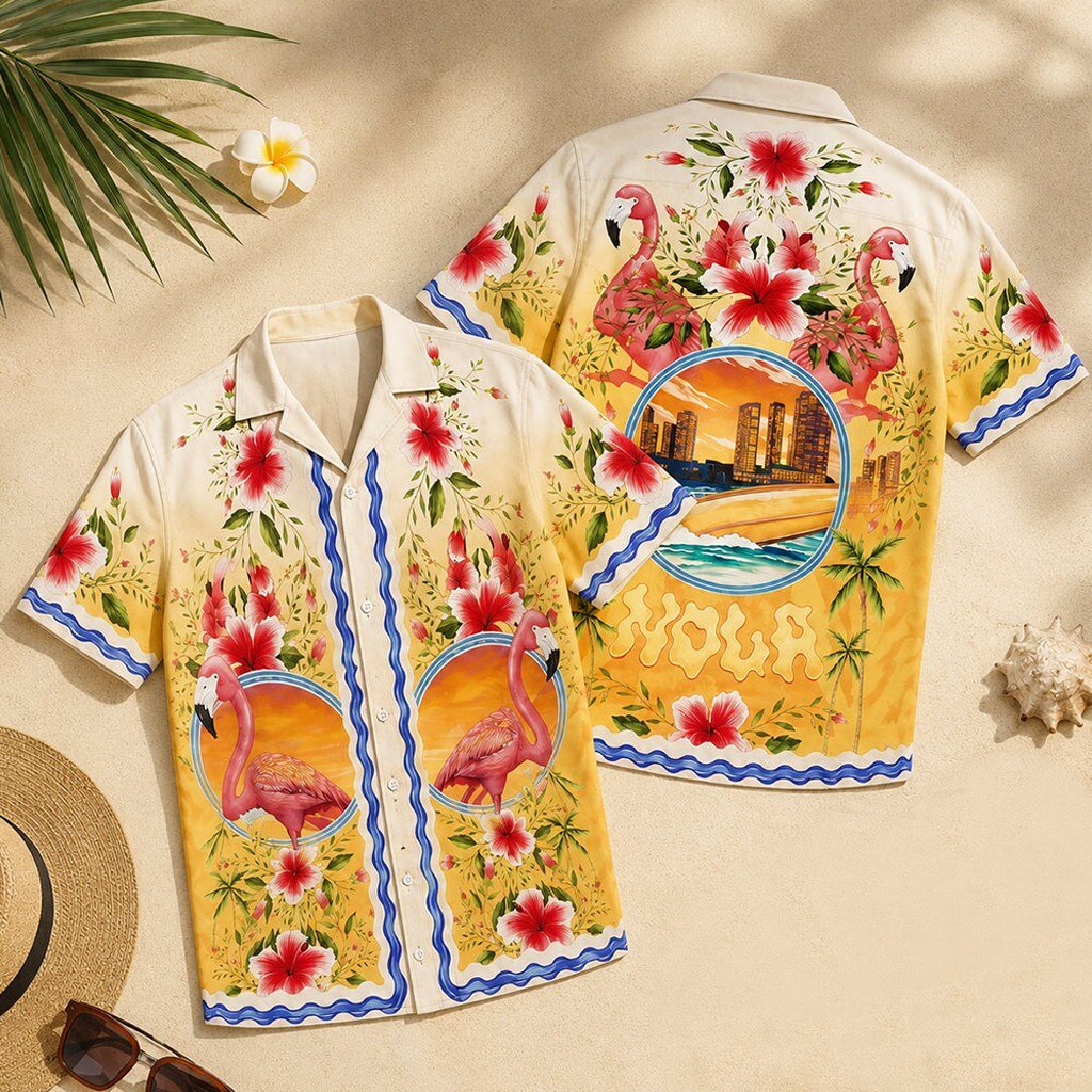 Unisex Neon City Vibes Jason Flamingo 2026 Hawaiian Shirt for Gaming Fans – Moonbestprint